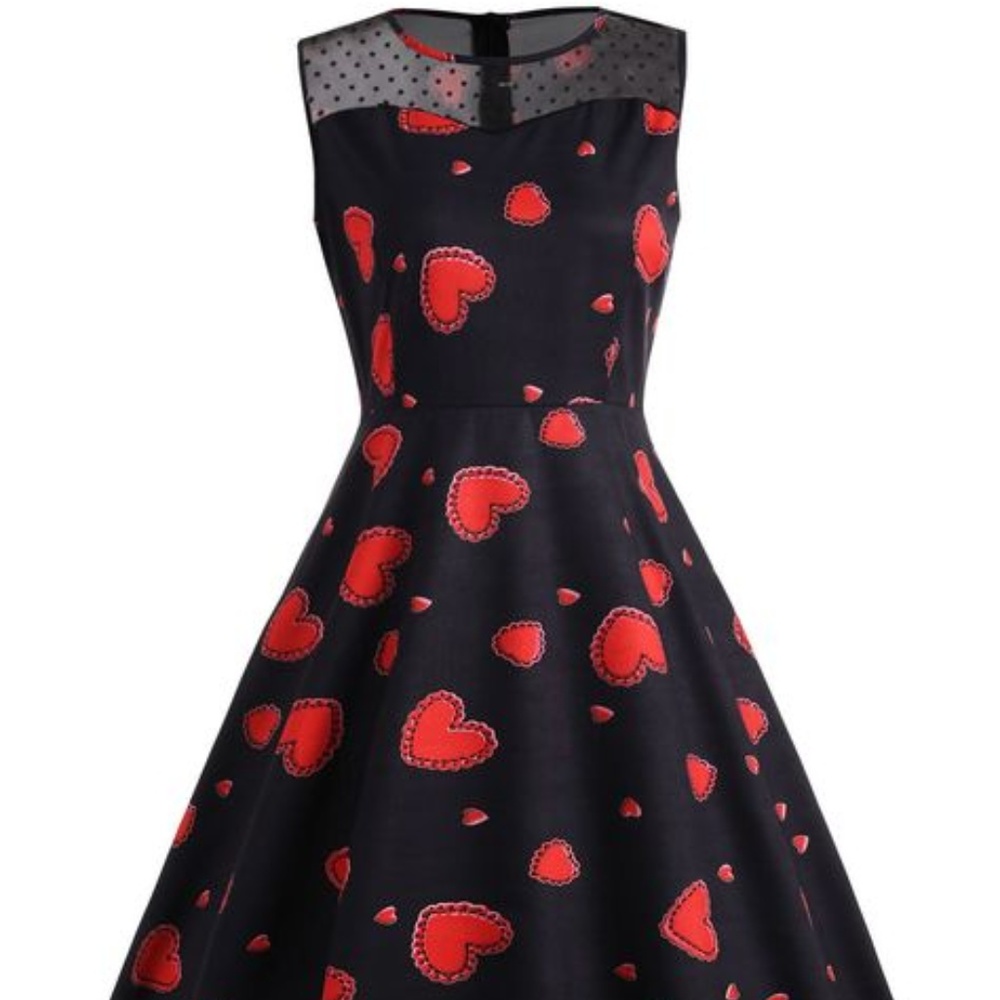 Red Heart, Black pinup dress